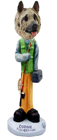 Dog Lover Hand-painted Figurine - Akita Fawn Fisherman Doogie Collectible From Conversation Concepts