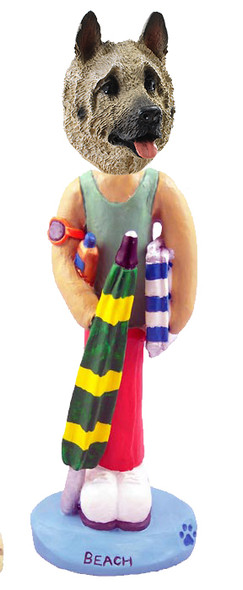 Dog Lover Hand-painted Figurine - Akita Fawn Beach Doogie Collectible From Conversation Concepts