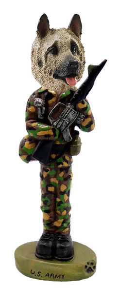 Dog Lover Hand-painted Figurine - Akita Fawn U.s. Army Doogie Collectible From Conversation Concepts