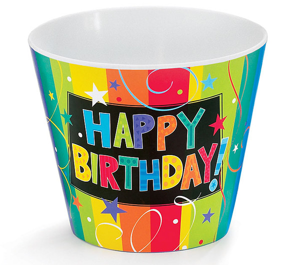 Colorful Happy Birthday #4 Melamine Pot Cover Planter from Burton & Burton
