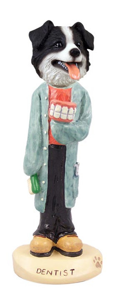 Dog Lover Hand-painted Figurine - Border Collie Dentist Doogie Collectible From Conversation Concepts