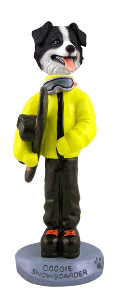 Dog Lover Hand-painted Figurine - Border Collie Snowboarder Doogie Collectible From Conversation Concepts