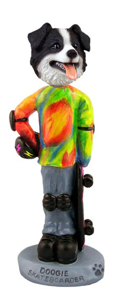 Dog Lover Doogie Collectible Figurine - Border Collie Skateboarder From Conversation Concepts