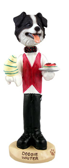 Dog Lover Doogie Collectible Figurine - Border Collie Waiter From Conversation Concepts