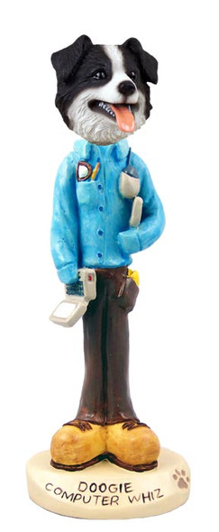 Dog Lover Hand-painted Figurine - Border Collie Computer Whiz Doogie Collectible From Conversation Concepts