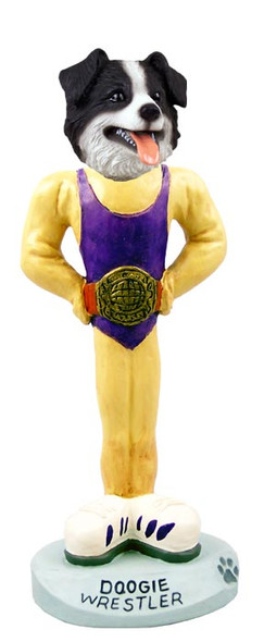 Dog Lover Doogie Collectible Figurine - Border Collie Wrestler From Conversation Concepts