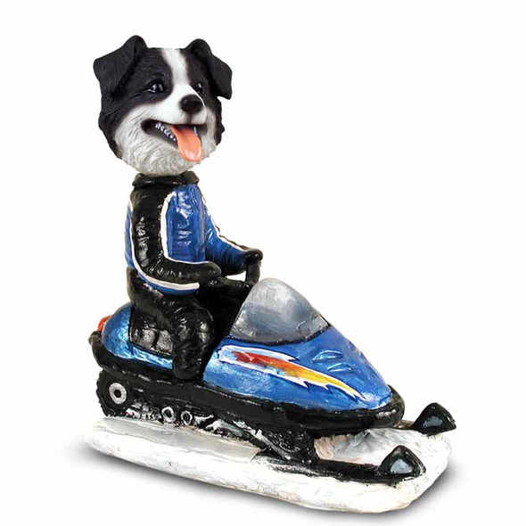 Dog Lover Doogie Collectible Figurine - Border Collie Snowmobile From Conversation Concepts