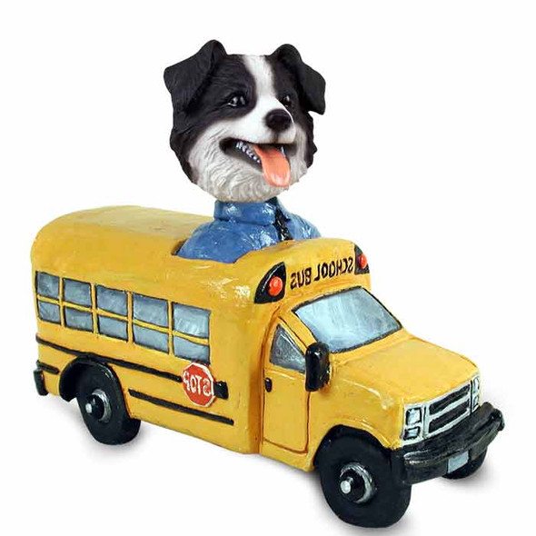 Dog Lover Doogie Collectible Figurine - Border Collie School Bus From Conversation Concepts