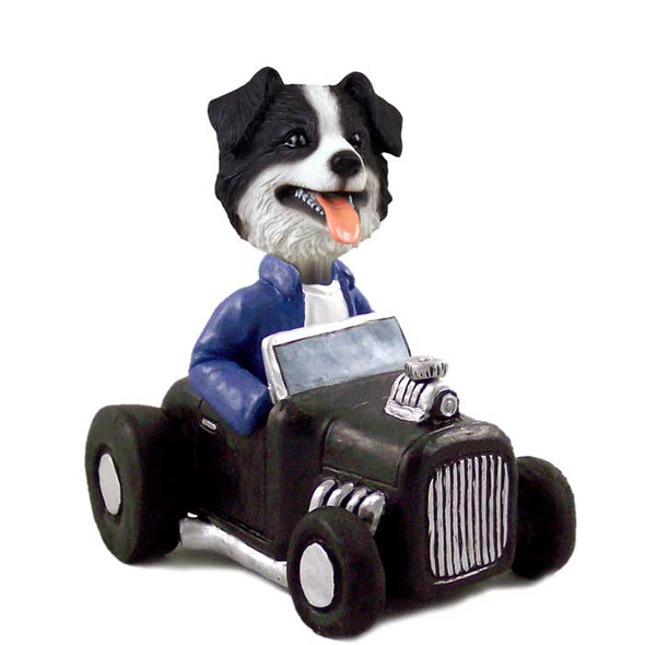 Dog Lover Hand-painted Figurine - Border Collie Hot Rod Doogie Collectible From Conversation Concepts