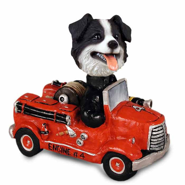 Dog Lover Hand-painted Figurine - Border Collie Fire Engine Doogie Collectible From Conversation Concepts
