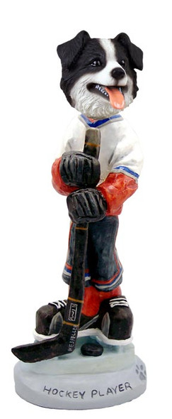 Dog Lover Hand-painted Figurine - Border Collie Hockey Player Doogie Collectible From Conversation Concepts