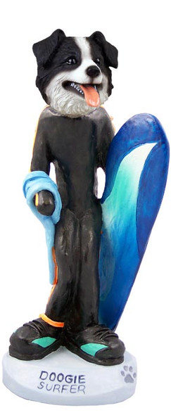 Dog Lover Doogie Collectible Figurine - Border Collie Surfer From Conversation Concepts