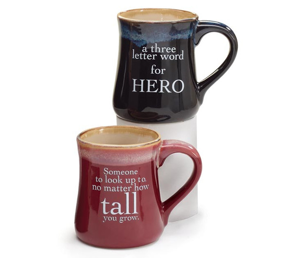 Set of 2 Dad Messages Porcelain Coffee Mugs 18 Oz (Navy & Burgundy) from Burton & Burton