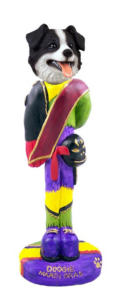 Dog Lover Doogie Collectible Figurine - Border Collie Mardi Gras From Conversation Concepts