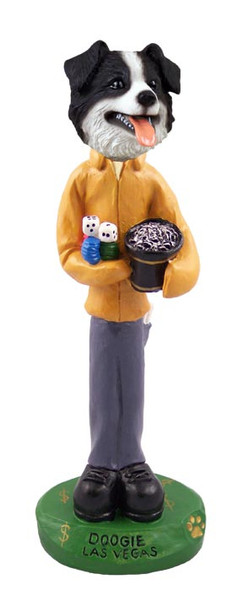 Dog Lover Hand-painted Figurine - Border Collie Las Vegas Doogie Collectible From Conversation Concepts