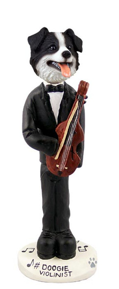 Dog Lover Hand-painted Figurine - Border Collie Violinist Doogie Collectible From Conversation Concepts