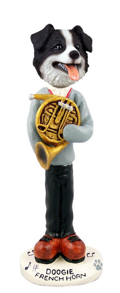 Dog Lover Hand-painted Figurine - Border Collie French Horn Doogie Collectible From Conversation Concepts