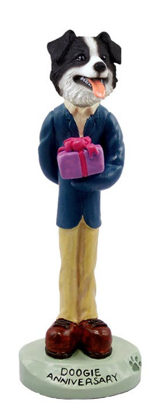 Dog Lover Hand-painted Figurine - Border Collie Anniversary Doogie Collectible From Conversation Concepts