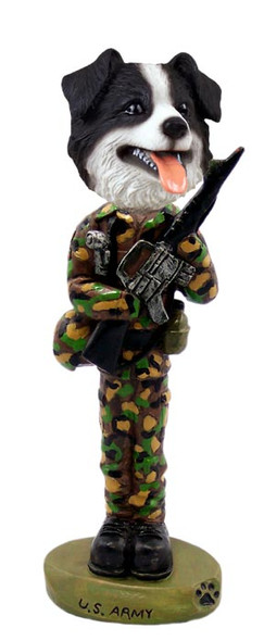 Dog Lover Hand-painted Figurine - Border Collie U.s. Army Doogie Collectible From Conversation Concepts