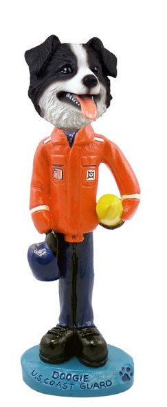Dog Lover Hand-painted Figurine - Border Collie U.s. Coast Guard Doogie Collectible From Conversation Concepts