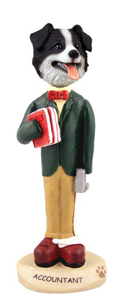 Dog Lover Hand-painted Figurine - Border Collie Accountant (male) Doogie Collectible From Conversation Concepts