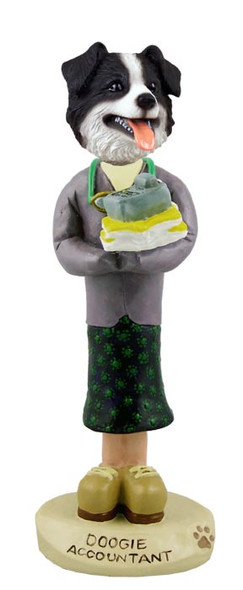 Dog Lover Hand-painted Figurine - Border Collie Accountant (female) Doogie Collectible From Conversation Concepts