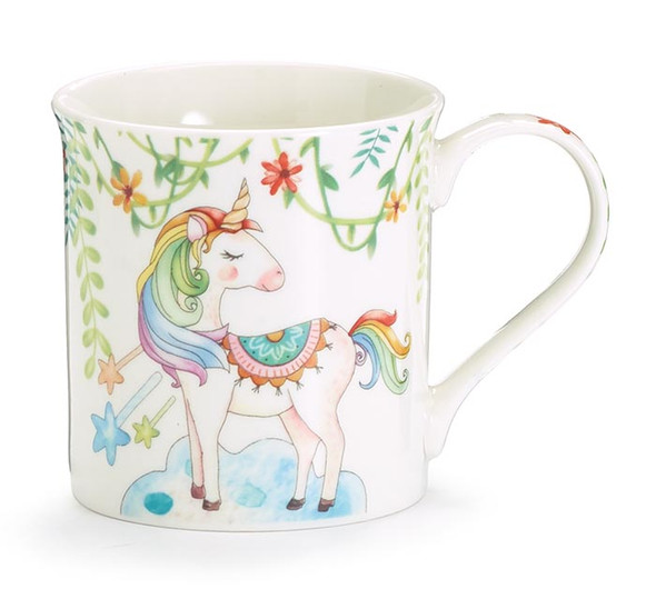 Whimsical Colorful Unicorn Bone China Coffee Mug 11 Oz from Burton & Burton