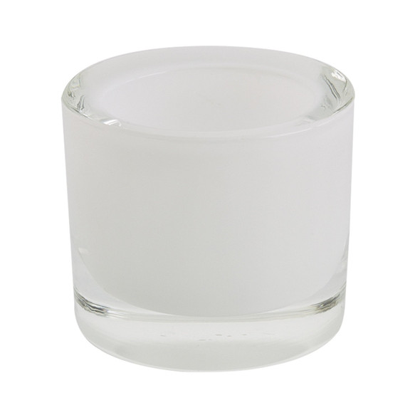 White Heavy Duty Glass Tea Light Candle Holder 2.5 Inch from Design Imports