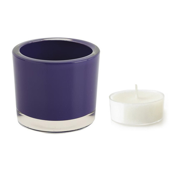 Purple Tea Light Candle Holder - 2.5 In x 2 In - Heavy Duty Glass from Design Imports