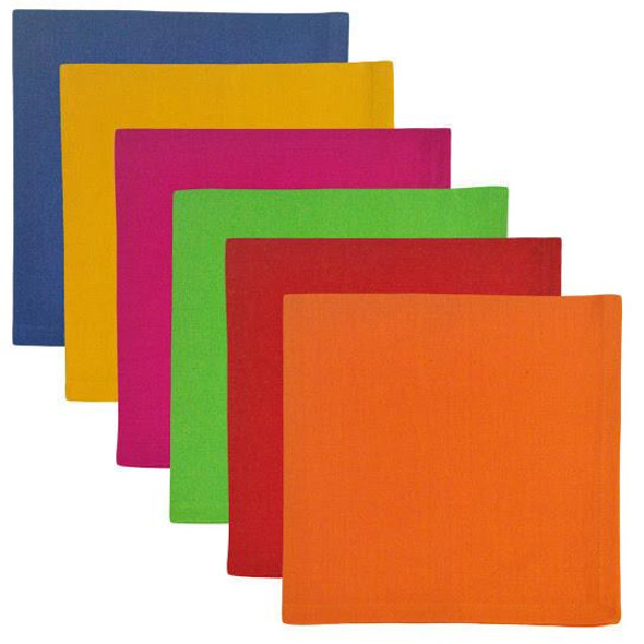 Set of 6 Primary Colors Cotton Table Napkins 18 Inch x 18 Inch from Design Imports