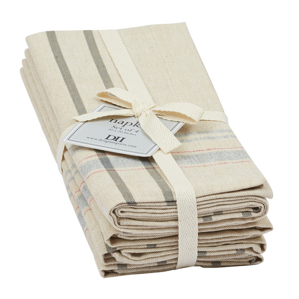 Natural French Striped Napkins Set of 4 from Design Imports