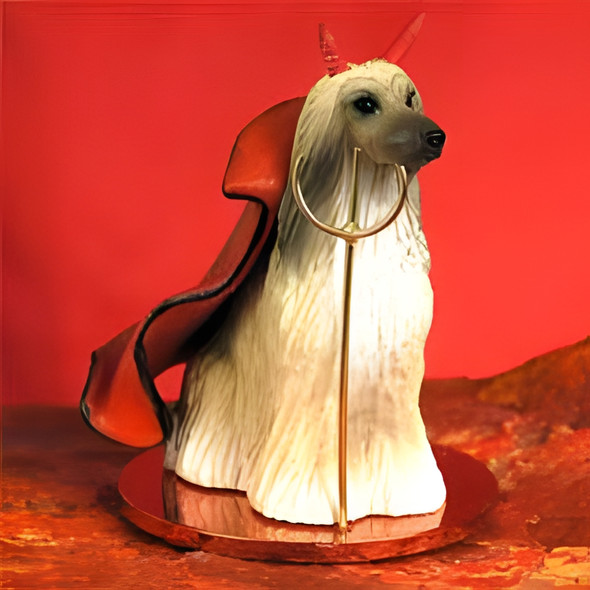 Dog Lover Hand-painted Figurine - Afghan Tan & White Devilish Pet From Conversation Concepts