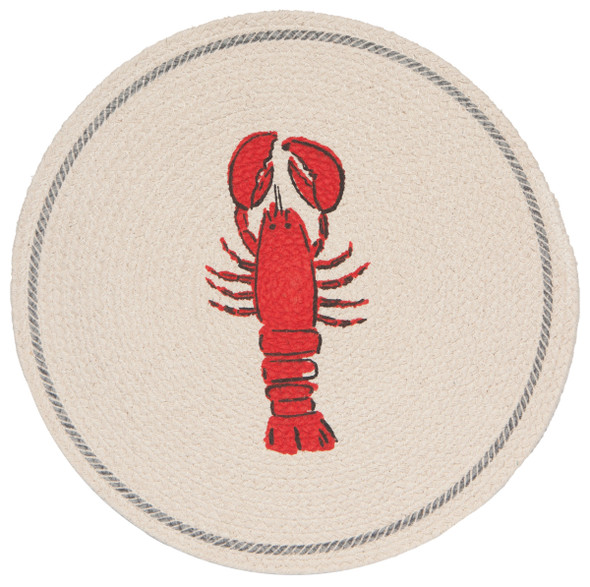 Round Cotton Braided Table Placemat - Lobster Print Design - 15 Inch Diameter from Now Designs