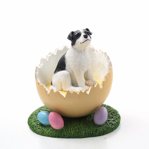 Dog Lover Hand-painted Figurine - Jack Russell Terrier Black & White W/smooth Coat Easter Egg From Conversation Concepts