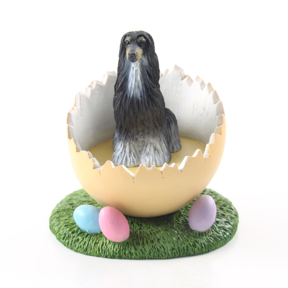 Dog Lover Hand-painted Figurine - Afghan Black & White Easter Egg From Conversation Concepts