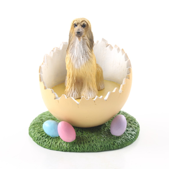 Dog Lover Decorative Hand Painted Pastel Easter Eggs Figurine - Afghan Tan & White From Conversation Concepts