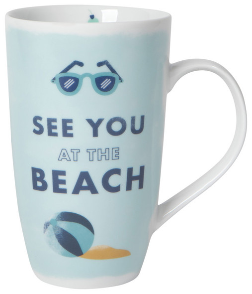 Sunglasses & Beachball Design See You At The Beach Porcelain Coffee Mug 20 Oz from Now Designs