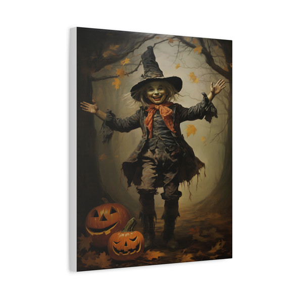 Witch's Harvest: Halloween Forest Magic, Playful Supernatural Illustration - Unframed Canvas Wall Art Decor