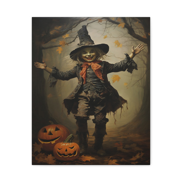 Witch's Harvest: Halloween Forest Magic, Playful Supernatural Illustration - Unframed Canvas Wall Art Decor