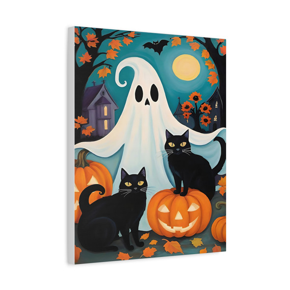 Moonlit Halloween Whispers: Spectral Spooky Scenes, Haunting Autumn Illustrations - Unframed Canvas Wall Art Decor