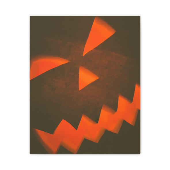 Nocturnal Nightmare: Carved Pumpkin Illumination, Halloween Horror Glow - Unframed Canvas Wall Art Decor