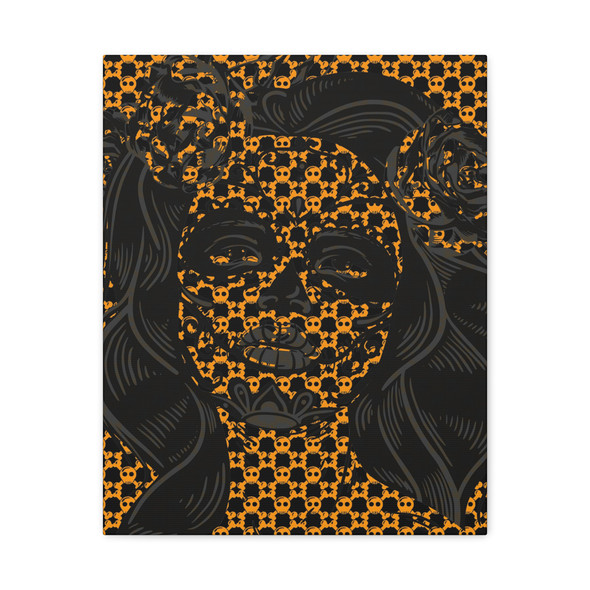 Echoes of Mortality: Silhouette of Skulls, Gothic Graphic Portrait Design - Unframed Canvas Wall Art Decor