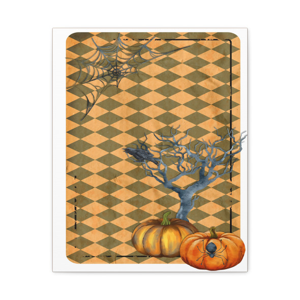 Halloween's Haunting Whispers: Vintage Gothic Seasonal Art, Spooky Autumn Illustration - Unframed Canvas Wall Art Decor