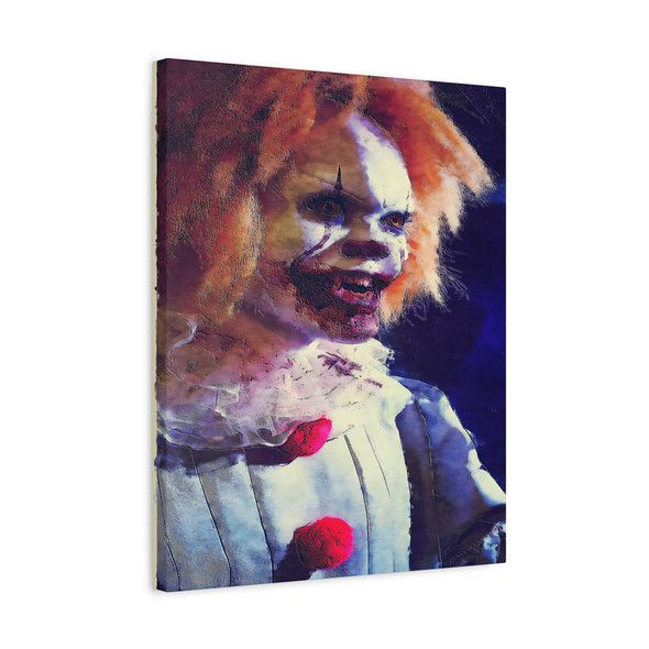Phantasmal Phantasm: Demonic Clown Portrait, Horror Digital Art - Unframed Canvas Wall Art Decor