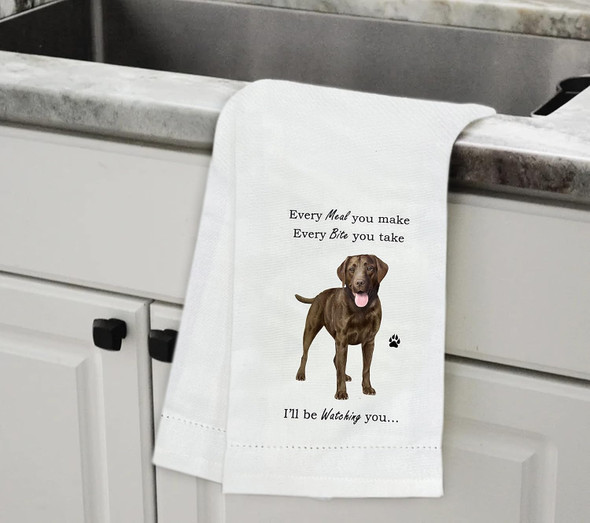 Chocolate Lab (Labrador) Cotton Dish Towel - Every Meal You Make I'll Be Watching 18x26 by E&S Pets