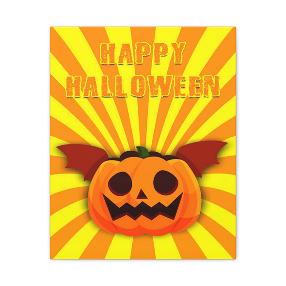 Spooky Jack's Halloween Bash: Festive Pumpkin Graphic, Retro Pop Art Design - Unframed Canvas Wall Art Decor