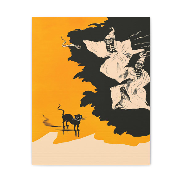 Shadows of Halloween: Spectral Silhouettes, Vintage Graphic Hauntings - Unframed Canvas Wall Art Decor