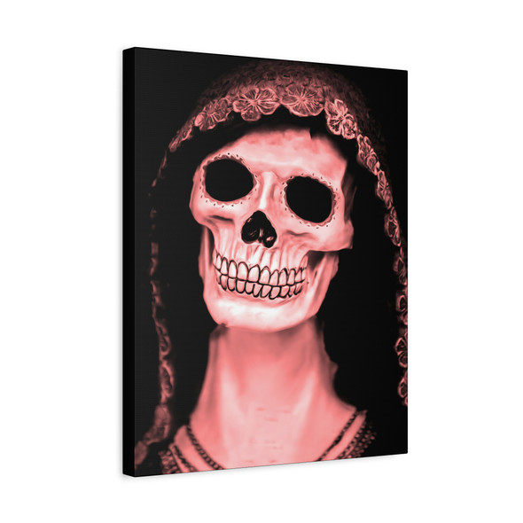 Eternal Bloom: Day of the Dead Skull Art, Floral Memento Mori Illustration - Unframed Canvas Wall Art Decor