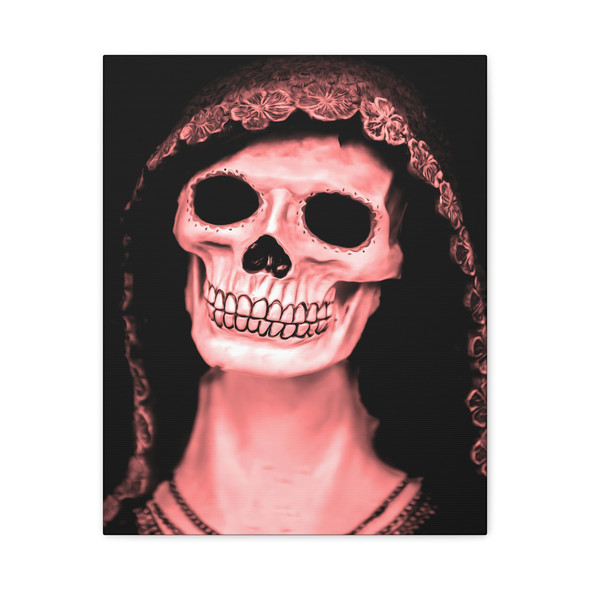 Eternal Bloom: Day of the Dead Skull Art, Floral Memento Mori Illustration - Unframed Canvas Wall Art Decor