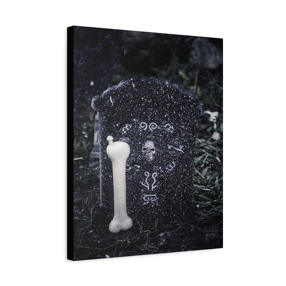 Spectral Gravestone: Gothic Halloween Imagery, Haunting Bone and Frost Motif - Unframed Canvas Wall Art Decor 16″ x 20″ (Vertical)/1.25"